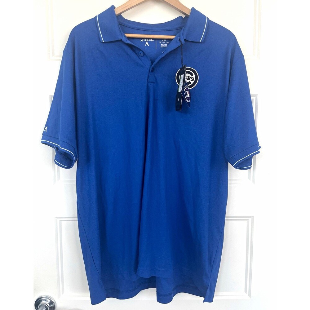 Antigua Chicago Cubs MLB Mens Polo Shirt 2XL Blue White Officially Licensed Hole